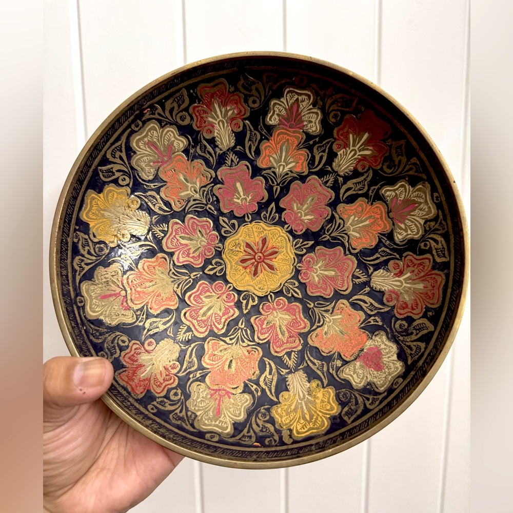 Decorative Floral brass bowl